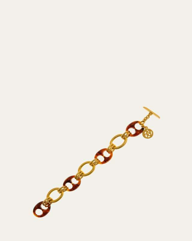24K Gold Electroplated Chain Necklace with Tortoise Links